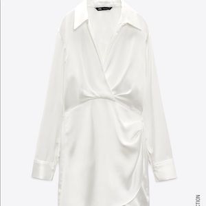 NWT Zara White Satin Effect Dress